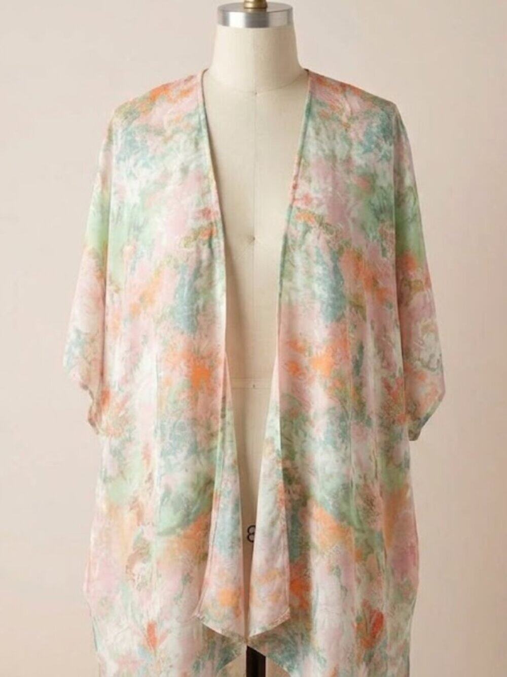NWT RACHEL Rachel Roy Pastel Floral Kimono Top Open Front Duster One Size